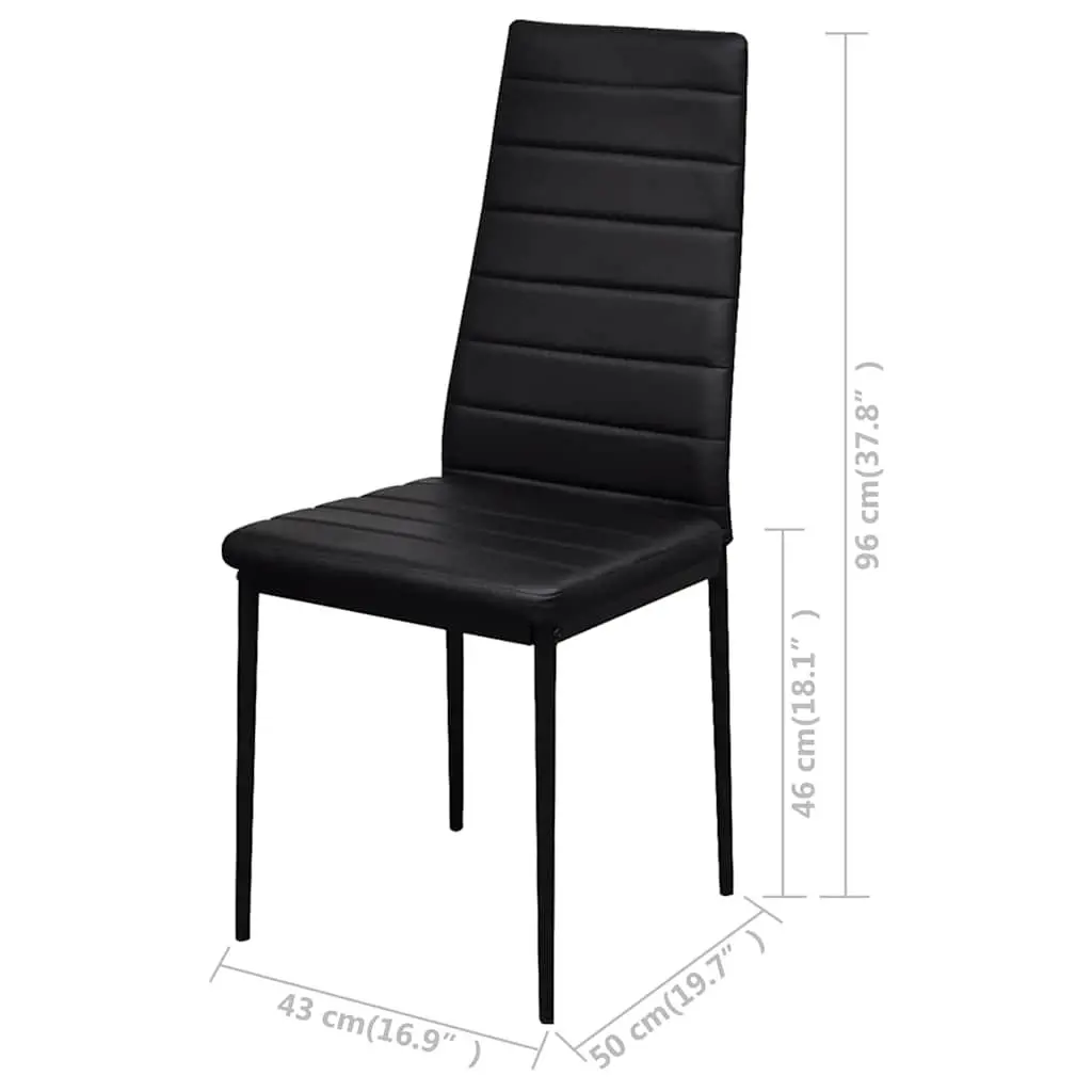 Dining Set Modern Comfort 5 Pieces Black Table and Chairs Artificial Leather