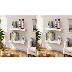 40cm White Floating Shelves Set of 4 for Wall