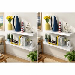 4-Piece Wall Shelves in White, 80 cm for Display