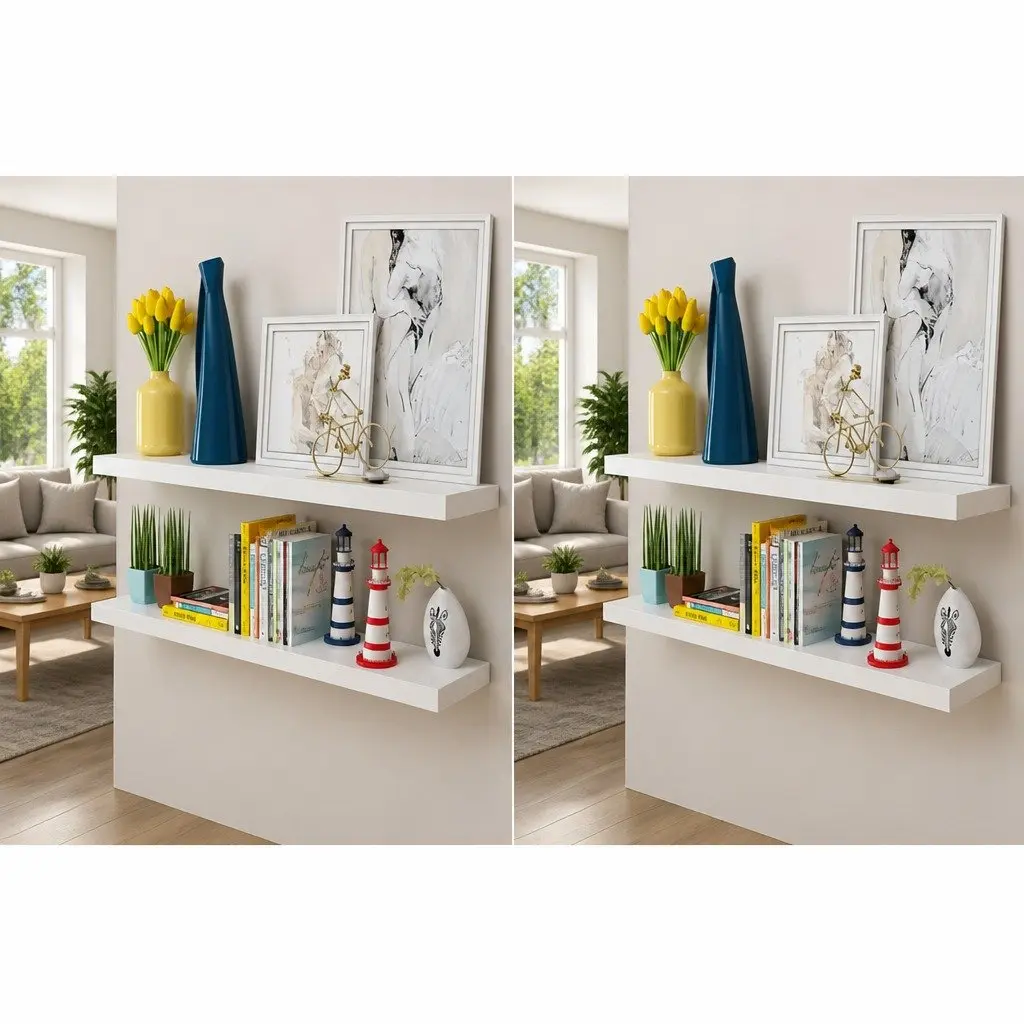Wall Shelves Set Floating Storage 100cm White