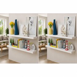 4-Piece White Floating Shelving Set 100cm