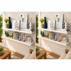 4 Piece Floating Shelf Set in White, 120cm Length
