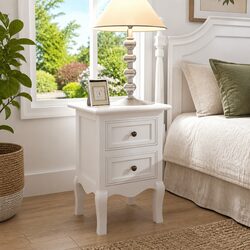 Set of 4 White MDF Bedside Tables with Drawers