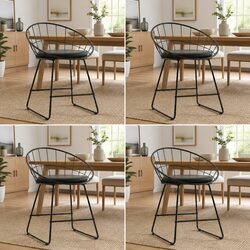Dining Chair Set of 4 with Faux Leather Cushions