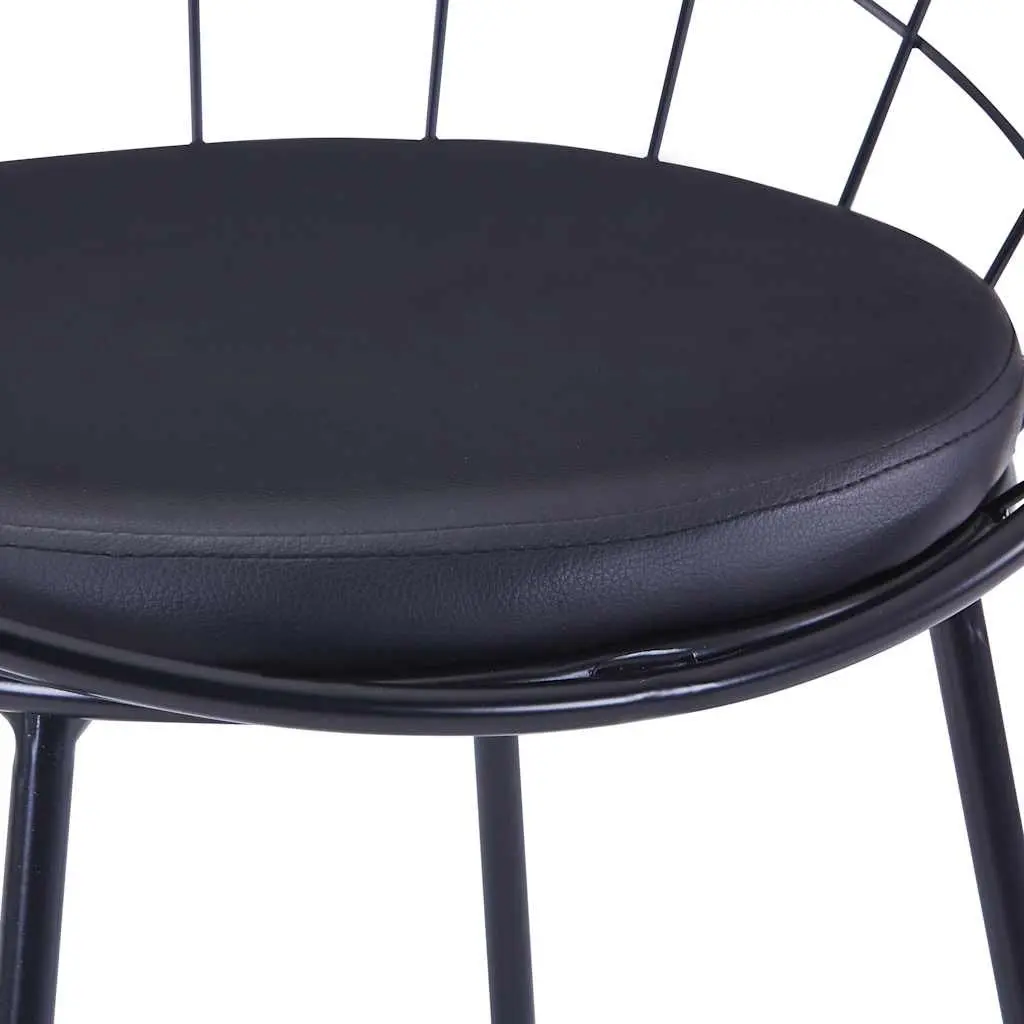 Dining Chairs Set 6 Pieces Cushioned Seats Black Faux Leather Steel Frame