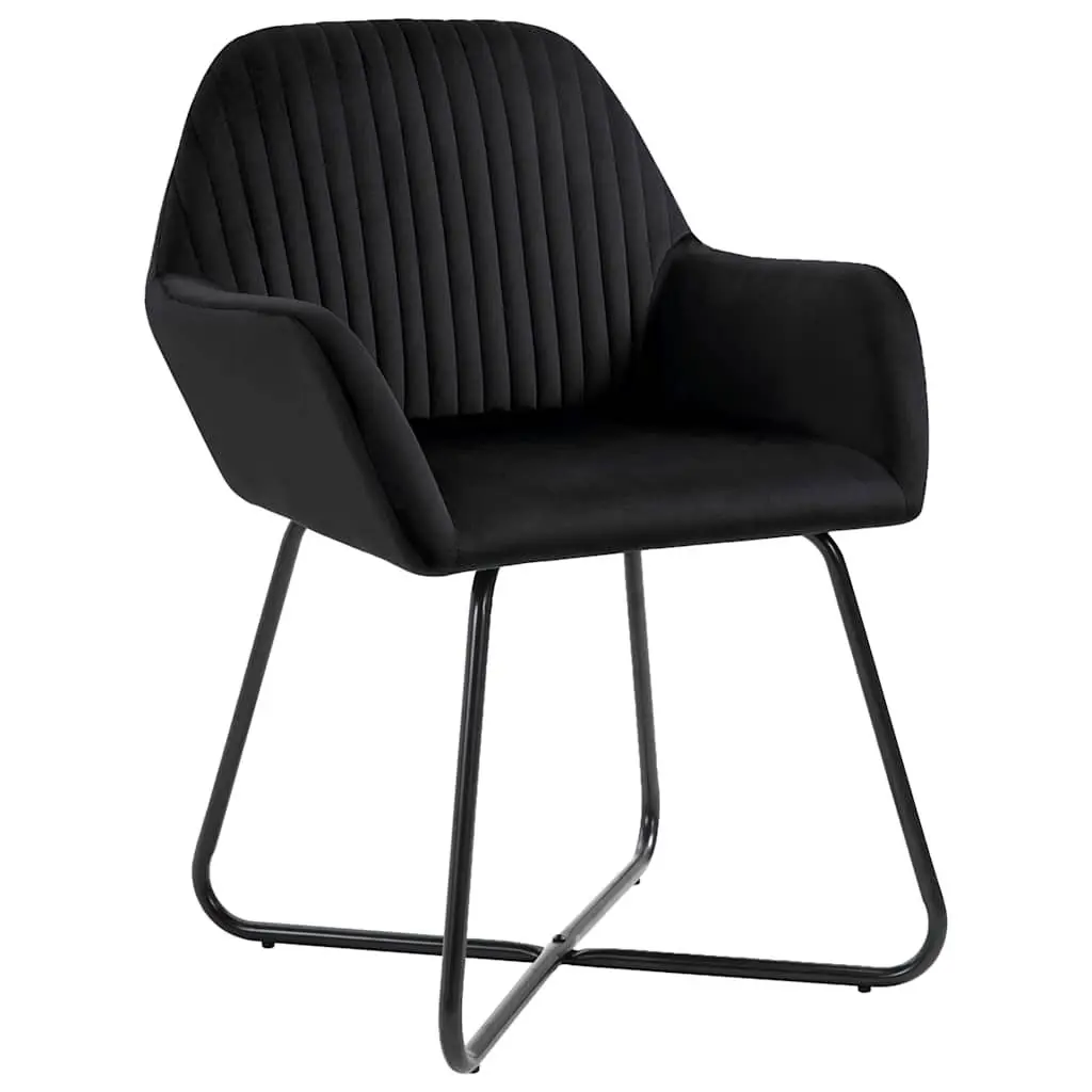 Dining Chairs Ergonomic Black Velvet Set of 4 with Armrests Backrest