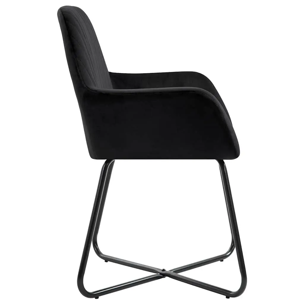 Dining Chairs Ergonomic Black Velvet Set of 4 with Armrests Backrest