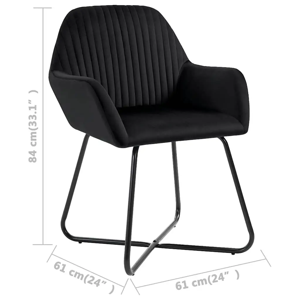 Dining Chairs Ergonomic Black Velvet Set of 4 with Armrests Backrest