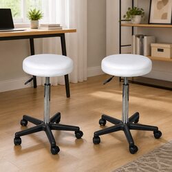 Set of 2 Adjustable Height White Office Stools