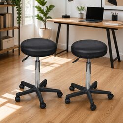 Set of 2 Modern Office Stools with Gas Lift in Black