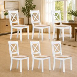 Durable White Dining Chairs Set of 6 with Ergonomic Design