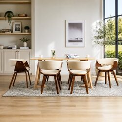 Dining Chair Set of 6 with Faux Leather Upholstery