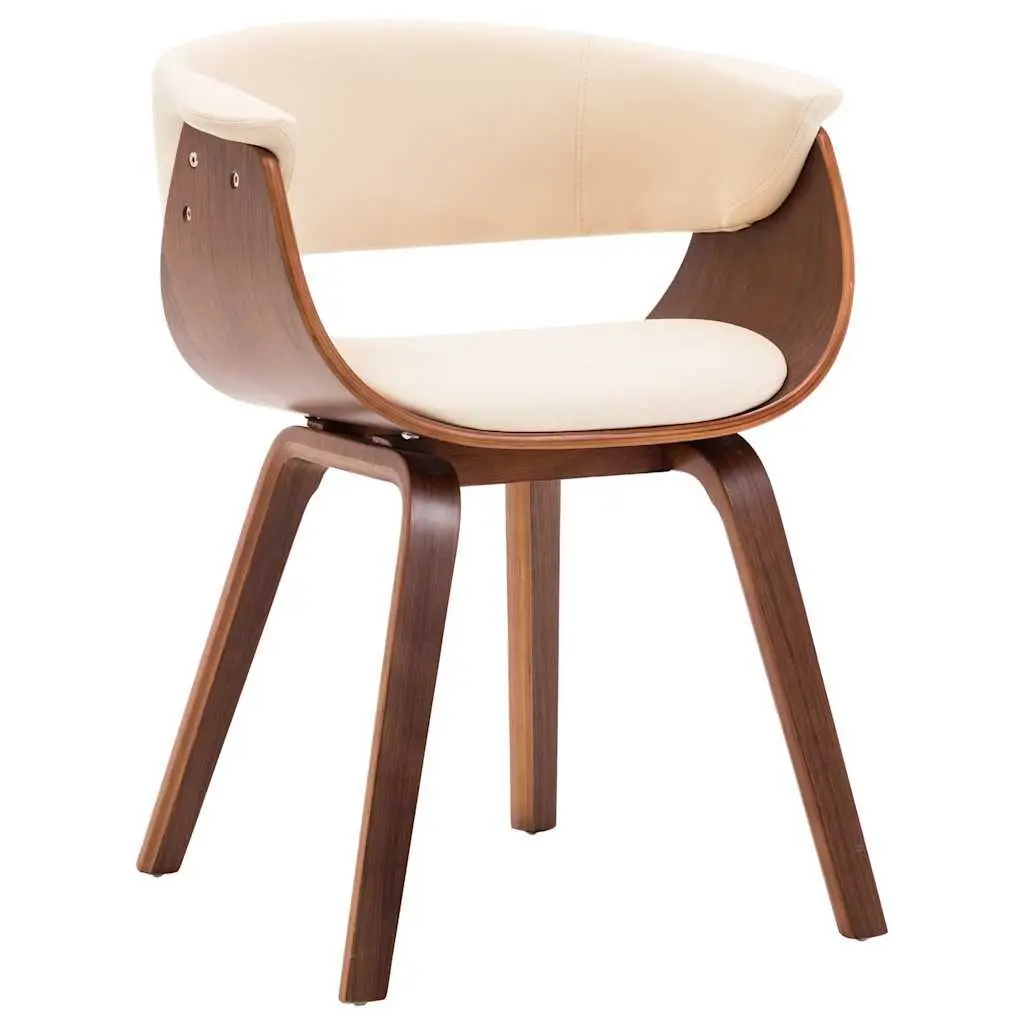 Dining Chairs Set of 6 Cream Bent Wood Frame Faux Leather Upholstered Kitchen