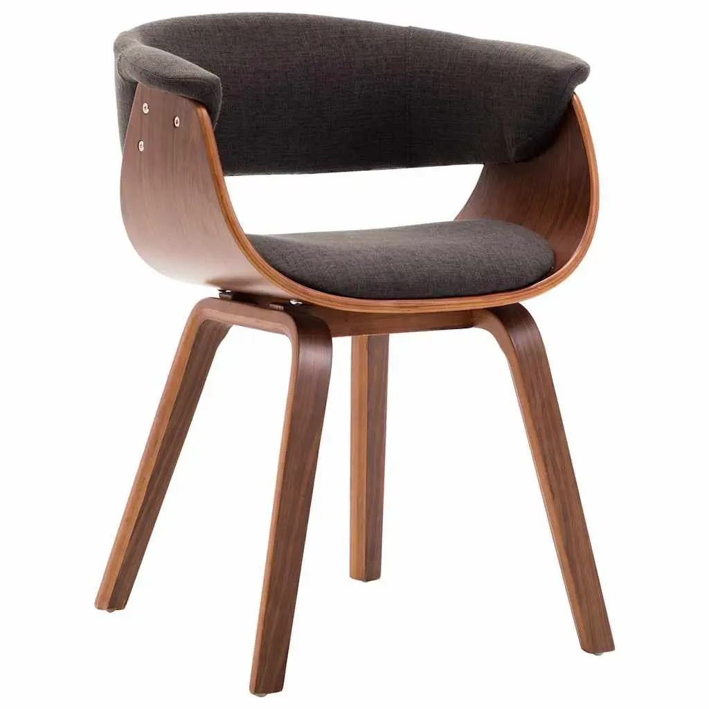 Dining Chairs Set 4 Piece Ergonomic Soft Touch Fabric Upholstered Grey Bent Wood Frame
