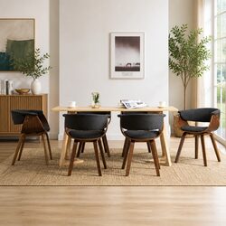 Set of 6 Grey Dining Chairs with Bent Wood Frame