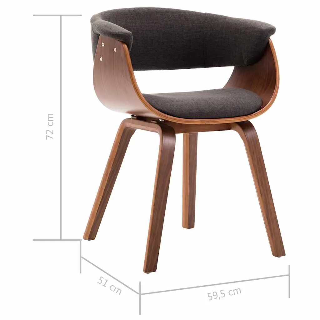 Dining Chairs Set 6 pcs Grey Bent Wood Frame Fabric Seat Kitchen Room Furniture