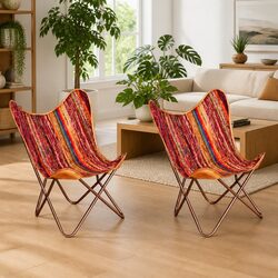 Butterfly Chairs Set of 2 in Chindi Fabric
