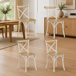 Set of 4 White Antique-Style Dining Chairs