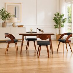 4-Piece Dining Chair Set with Fabric Upholstery in Grey