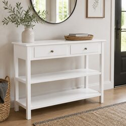 White MDF Sideboard Cabinet with 2 Drawers and Shelves