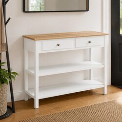 White MDF Sideboard Storage Cabinet with 2 Drawers