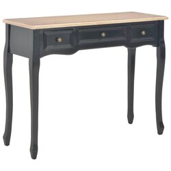 Sleek Black Console Table with 3 Smooth Drawers