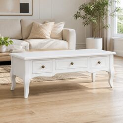 White Wooden TV Cabinet with Three Drawers