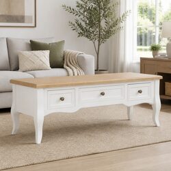 White Wooden TV Cabinet with 3 Drawers, 100x35x35cm