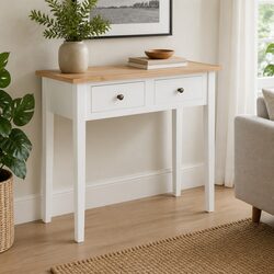 White Console Table with Smooth-rolling Drawers, 79 x 30 x 74 cm
