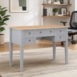 Functional Grey Wood Writing Desk with Storage Drawers