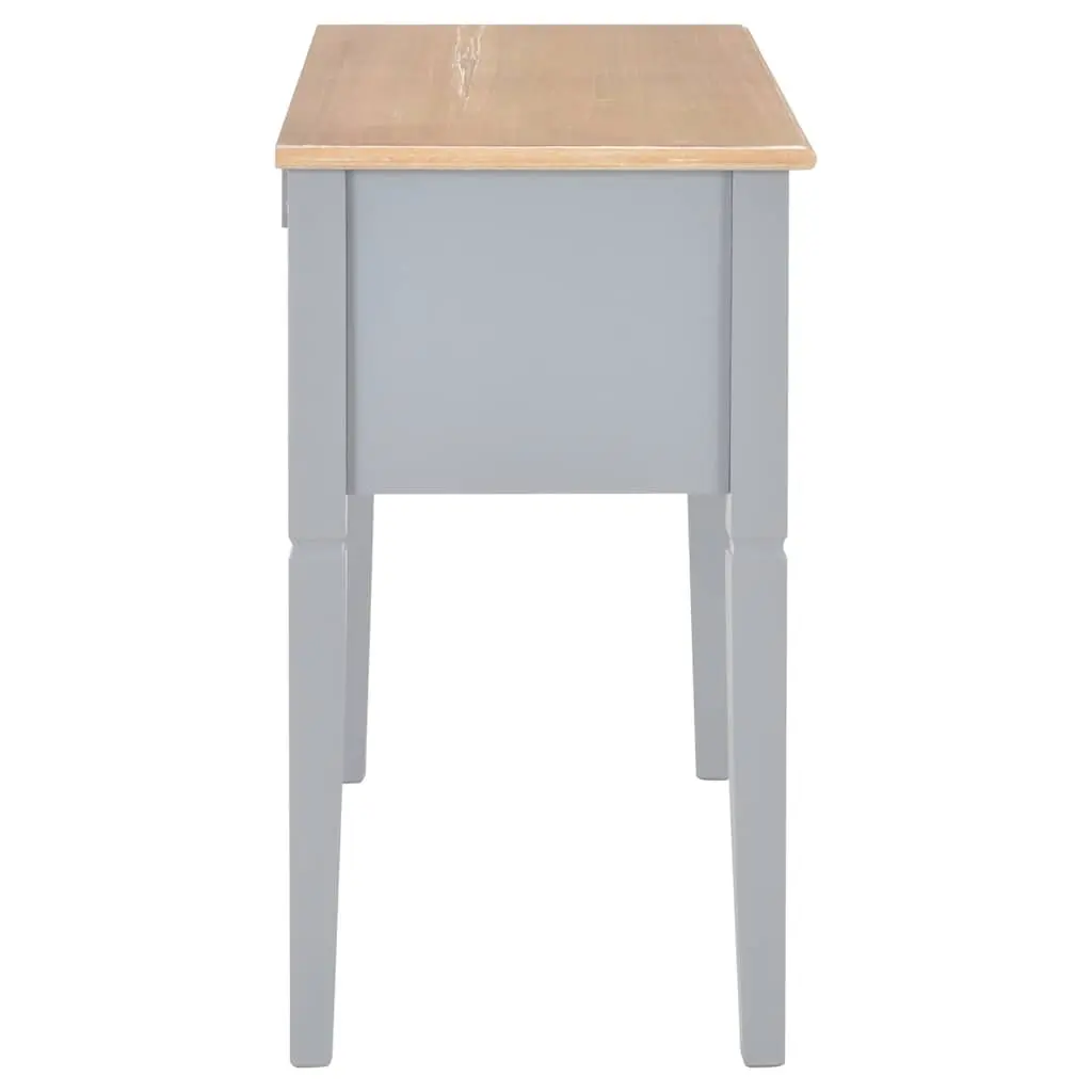 Writing Desk Grey Wood Ample Surface Five Drawers