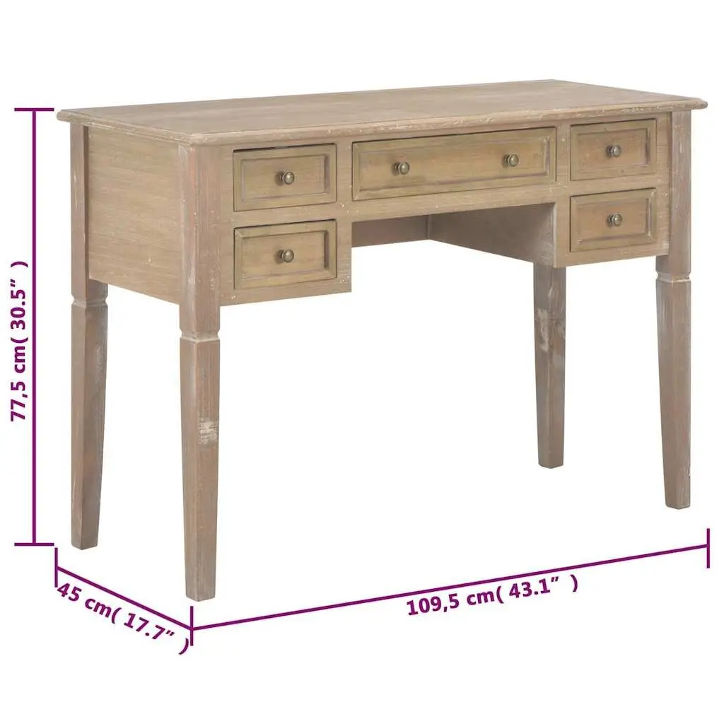 Writing Desk with Drawers Spacious Brown Wood Home Office Furniture
