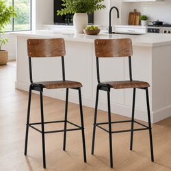 Bar Stool Set of 2 with Solid Plywood Seats