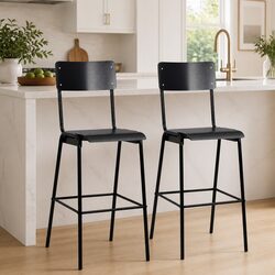 2-Piece Bar Stool Set with Plywood and Steel Construction