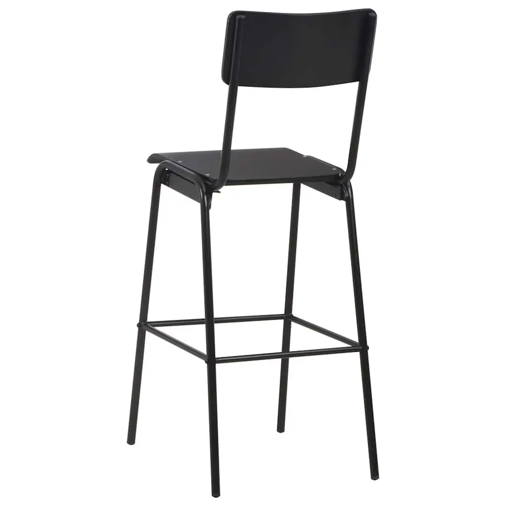 Bar Stools 2 pcs Black Stackable Plywood Kitchen Dining Bar Chairs Steel Legs
