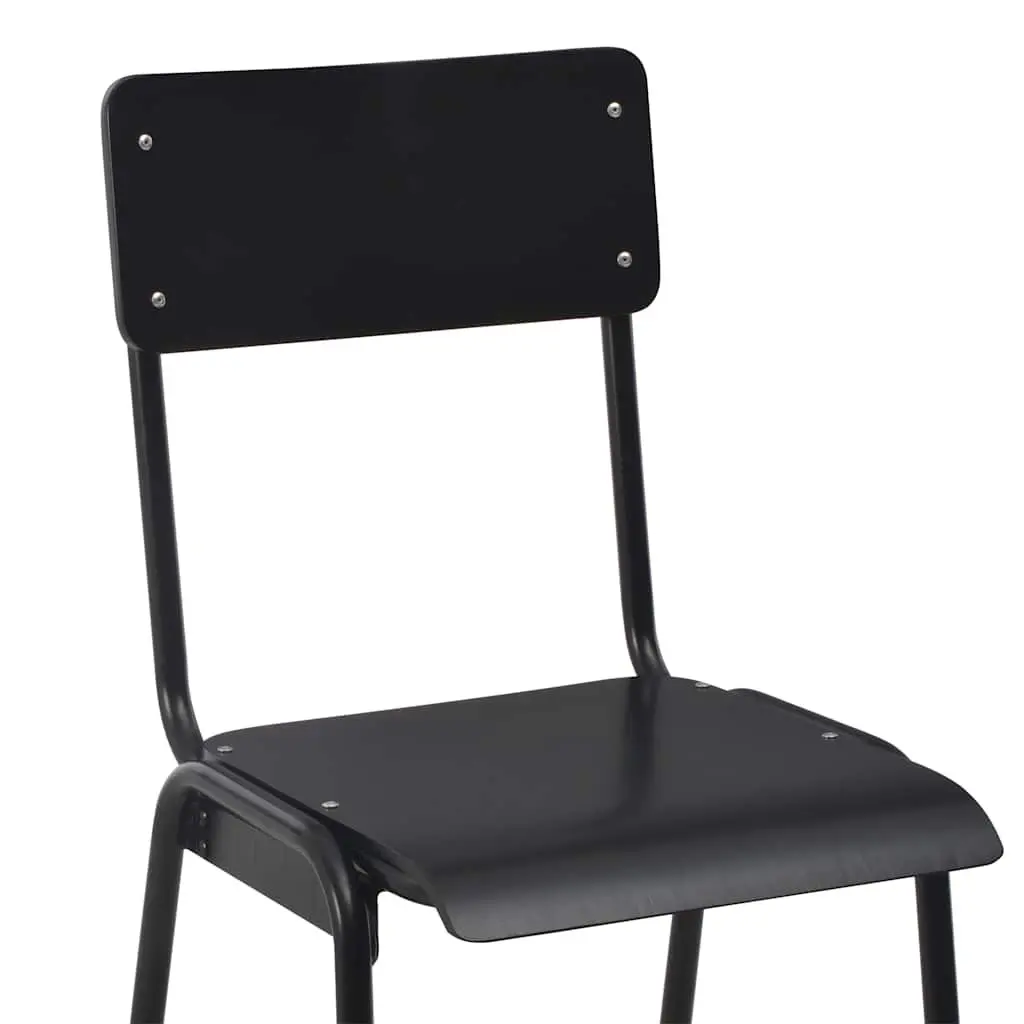 Bar Stools 2 pcs Black Stackable Plywood Kitchen Dining Bar Chairs Steel Legs