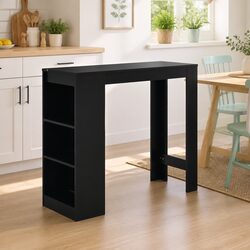 Engineered Wood Bar Table with 3-Layer Storage Shelf