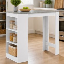 Engineered Wood Bar Table with Storage Shelf