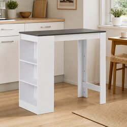 White Bar Table with 3-Layer Storage Shelf