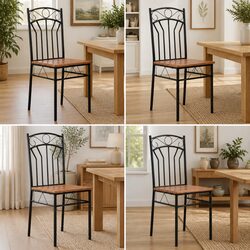 Brown Dining Chair Set of 4 - Industrial Style
