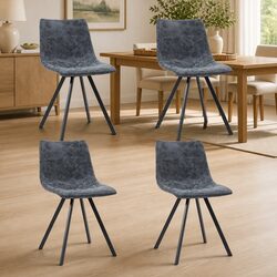 4-Piece Black Faux Leather Dining Chair Set