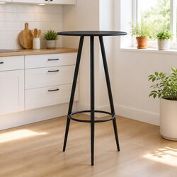 Compact Black Bistro Bar Table with Steel Legs