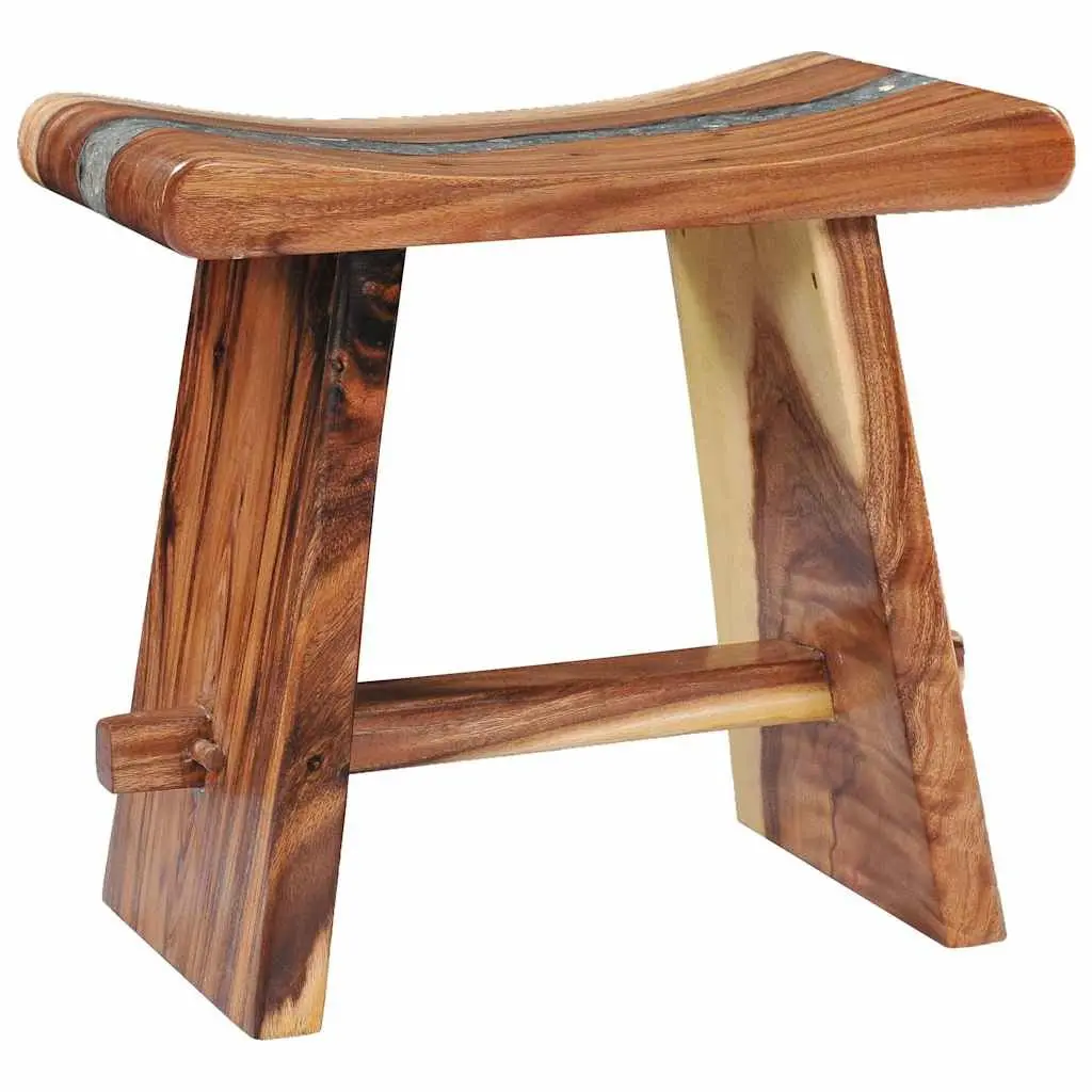 Stool Multicolour Solid Wood and Polyresin Home Decor Side Table