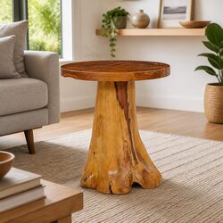 40x40 cm Round Coffee Table in Solid Teak Wood