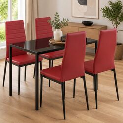 Five Piece Dining Set with Tempered Glass Table