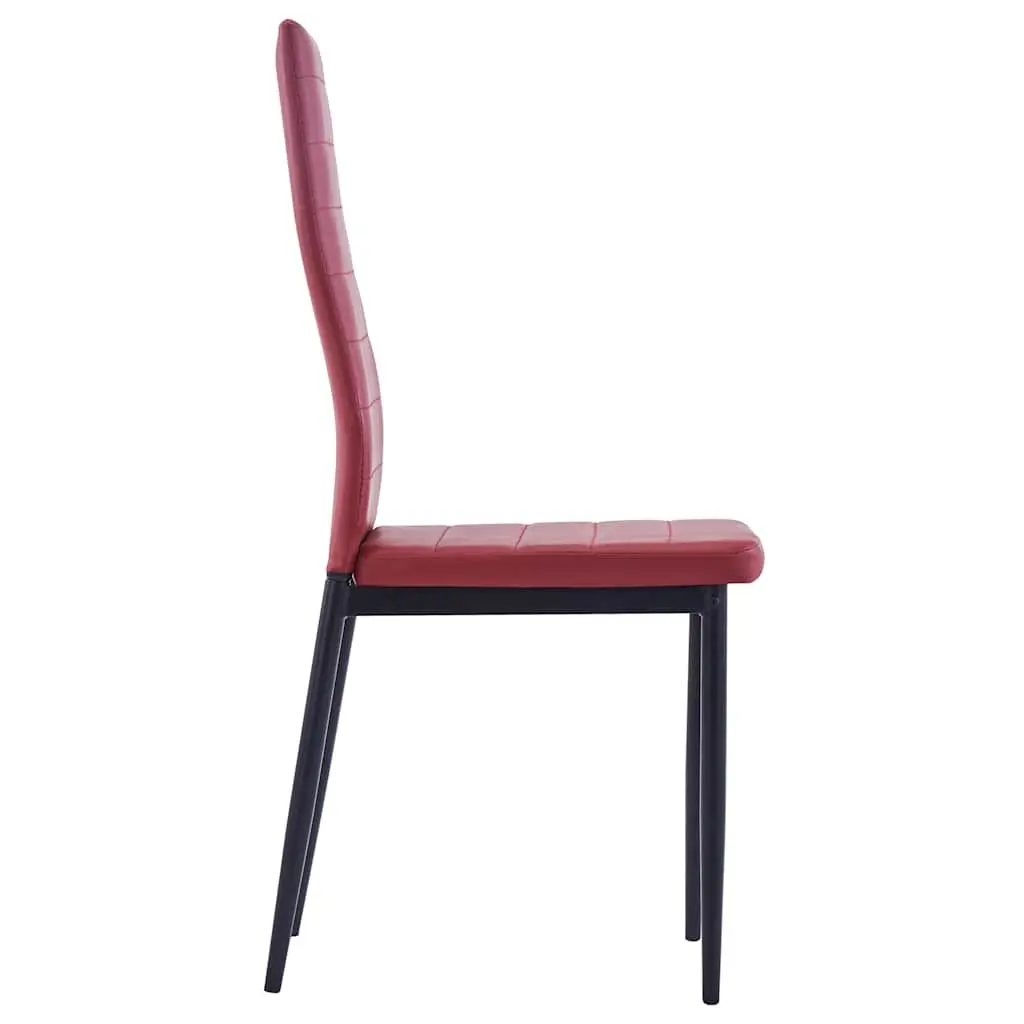 Five Piece Dining Set Modern Comfort Wine Red Tempered Glass