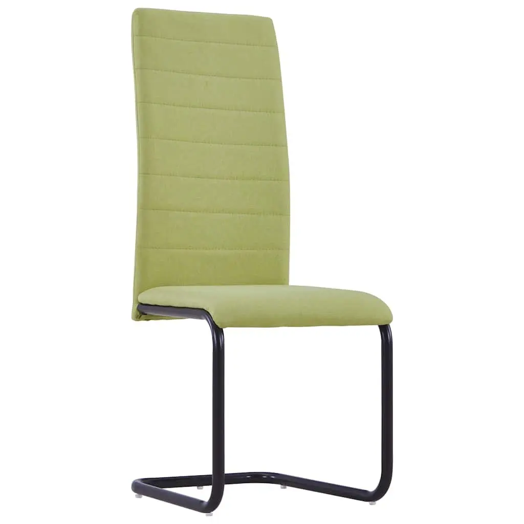 Dining Chairs Set of 4 Green Fabric Cantilever Modern Kitchen Room Seating