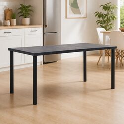 Black Concrete Modern Dining Table with Powder-Coated Frame