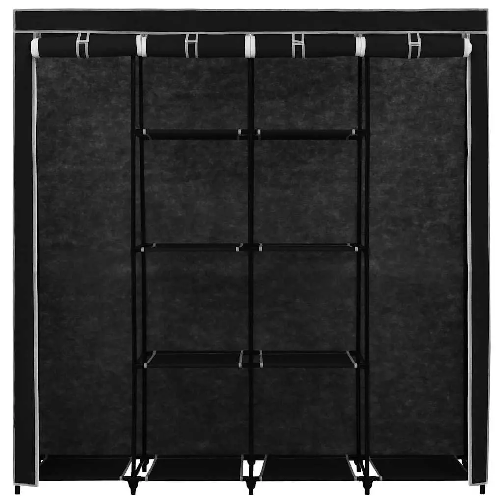 Wardrobe Storage Cabinet Organiser 4 Compartments Black 175x45x170cm