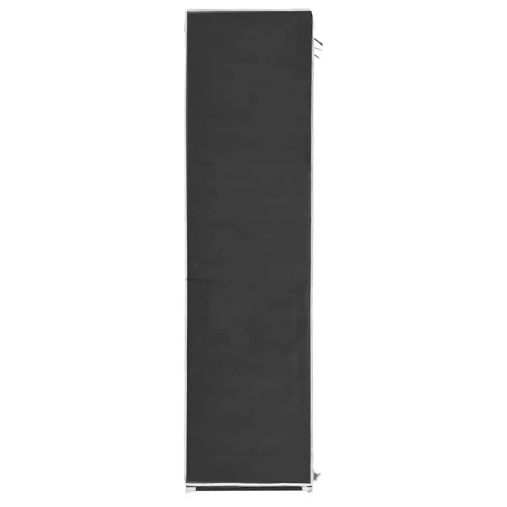 Portable Wardrobe Cabinet Black Nonwoven Fabric Large Storage Organizer with Compartments and Rods 150x45x175cm